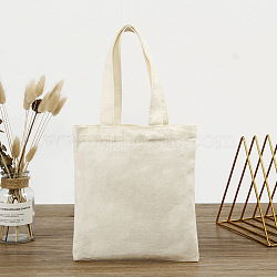 Cotton Cloth Blank Canvas Bag, Vertical Tote Bag for DIY Craft, White, 26x24cm(SENE-PW0012-01A)