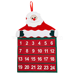 Santa Claus Non-woven Fabric Christmas Countdown 24 Days Calendar Pendant Decoration, for Christmas Tree Decoration, Red, 510mm(HJEW-WH0042-84)