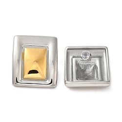Two Tone 304 Stainless Steel Stud Earrings, Rectangle, Golden & Stainless Steel Color, 32.5x27.5mm(EJEW-C075-02P)