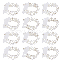 Plastic Imitation Pearl Stretch Bracelets, for Bridesmaid, Bridal, Party Jewelry(without Lace Edges), with Organza Bags, Mixed Color, 1-3/4 inch(4.5cm), Bead: 8mm, 12pcs/set(FIND-NB0001-22)