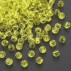 Transparent Acrylic Beads, Faceted, Round, Yellow, 4x4mm, Hole: 1.5mm, about 16100pcs/500g(MACR-S373-85-B07)