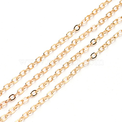 3.28 Feet Brass Cable Chains, Soldered, Flat Oval, Light Gold, 2.2x1.9x0.3mm, Fit for 0.6x4mm Jump Rings(X-CHC-T008-06A-KC)