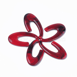 Acrylic Beads, Imitation Gemstone Style, No Hole/Undrilled, Red, 46x25x5mm, about 200pcs/500g(OACR-T008-04I)