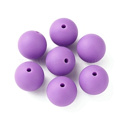 Food Grade Eco-Friendly Silicone Focal Beads, Round, Orchid, 15mm, Hole: 2mm(SIL-WH0013-01O)