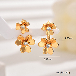 Vintage Bronze Flower Stud Earrings for Elegant Ladies, Perfect for Weddings and Parties, Golden, 22.6x14.8mm(JD3385)