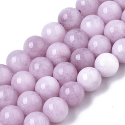 Natural Quartz Beads Strands, Dyed & Heated, Imitation Kunzite Color, Round, Plum, 8.5x8mm, Hole: 1mm, about 49pcs/strand, 15.47 inch(G-T129-07)