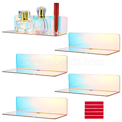 Iridescent Acrylic Wall Mounted Adhesive Router Storage Rack, TV Set Top Box Holders, Colorful, 97x229x62.5mm, Hole: 15mm(DIY-WH0430-185)