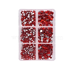 Glass Flat Back Rhinestone, Faceted, Nail Art Decoration Accessories, Half Round, Light Siam, 2~4.9mm, about 1015pcs/box(MRMJ-T063-332G)