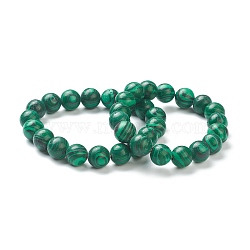 Synthetic Malachite Beaded Stretch Bracelets, Round, Beads: 12~12.5mm, Inner Diameter: 2-1/8 inch(5.4cm)(BJEW-A117-E-16)