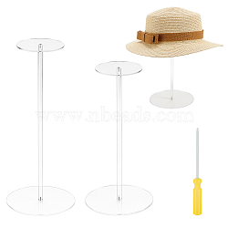 ANATTASOUL 2 Sets 2 Styles Acrylic Hat Display, Hat Racks, Clear, 14.9x30~35cm, 1 set/style(FIND-AN0001-50)