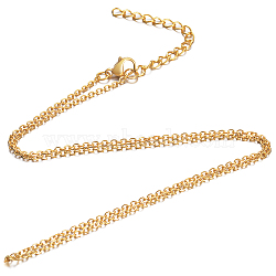 304 Stainless Steel Cable Chain Necklace, with Lobster Claw Clasps, Golden, 15.9 inch(40.5cm), 1.6mm(X-STAS-T040-PJ205-40)