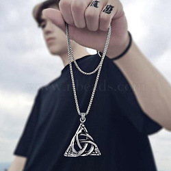 Stainless Steel Pendant Necklaces for Men, Antique Silver, Triangle, 23.62 inch(60cm)(FS-WG233B8-04)