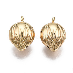 Brass Pendants, Nickel Free, Bud, Real 18K Gold Plated, 15.5x11x9mm, Hole: 1.2mm(KK-S356-377-NF)