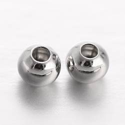 Round Brass Spacer Beads, Platinum, 3mm, Hole: 1mm(A-KK-L129-37P)