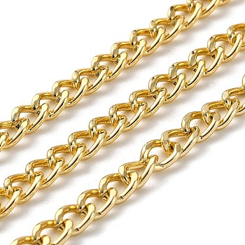 Oxidation Aluminum Diamond Cut Faceted Curb Chains, Twisted Chains, Unwelded, with Spool, Light Gold, 5x3.5x1.2mm, about 328.08 Feet(100m)/Roll