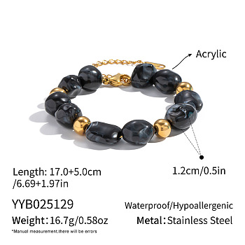 Vintage Beaded Necklace and Bracelet Set Stainless Steel Jewelry for Women