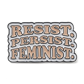 Word Resist Persist Femenist Enamel Pins, Black Alloy Brooches for Women, Lavender, 17.5x30x2mm