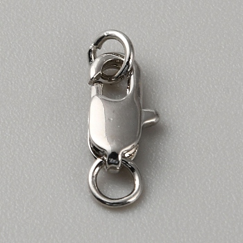 Brass Lobster Claw Clasps, with Jump Rings, Platinum, 10x5x2.5mm, Hole: 2.5mm
