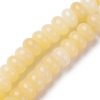 Natural Yellow Jade Beads Strands, Rondelle, 9.5~10x5~5.5mm, Hole: 1.5mm, about 36pcs/strand, 7.72''(19.6cm)