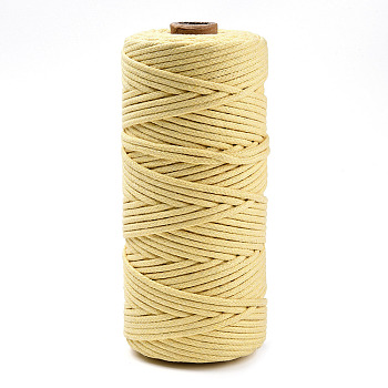 Cotton String Threads, Macrame Cord, Decorative String Threads, for DIY Crafts, Gift Wrapping and Jewelry Making, Champagne Yellow, 3mm, about 109.36 Yards(100m)/Roll.
