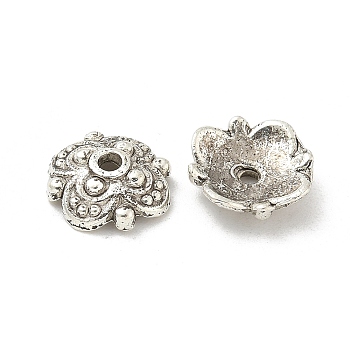 Tibetan Style Alloy Beads, Cadmium Free & Lead Free, Flower, Antique Silver, 10x3mm, Hole: 1.5mm