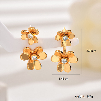 Vintage Bronze Flower Stud Earrings for Elegant Ladies, Perfect for Weddings and Parties, Golden, 22.6x14.8mm