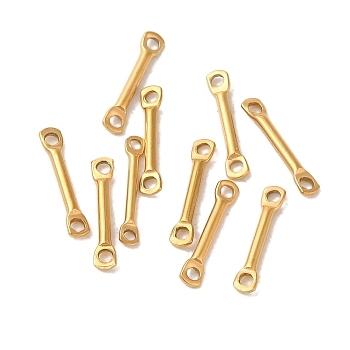 Ion Plating(IP) 304 Stainless Steel Connector Charms, Bar Links, Real 18K Gold Plated, 12x2x1.2mm, Hole: 1.2mm