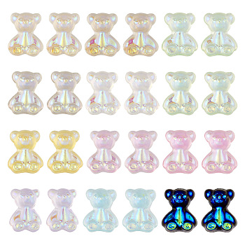 180Pcs 12 Colors Rainbow Iridescent Transparent Resin Cabochons, Bear, Mixed Color, 7~7.5x5.5~6x3.5~4mm, 15pcs/color