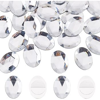 30pcs Self-Adhesive Acrylic Rhinestone Stickers, for DIY Decoration and Crafts, Faceted, Oval, Clear, 40x30x6.5mm