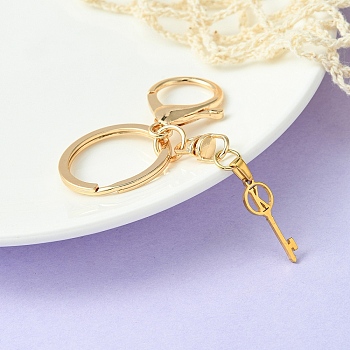 304 Stainless Steel Initial Letter Key Charm Keychains, with Alloy Clasp, Golden, Letter K, 8.8cm
