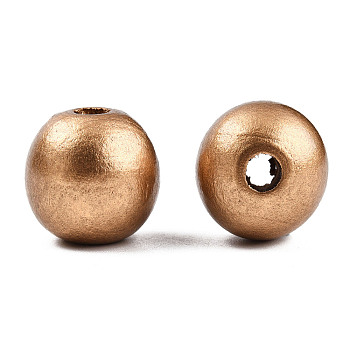 Dyed Natural Schima Wood European Beads, Round, Large Hole Beads, Lead Free, Dark Goldenrod, 16x15mm, Hole: 4~4.5mm, about 800pcs/1000g