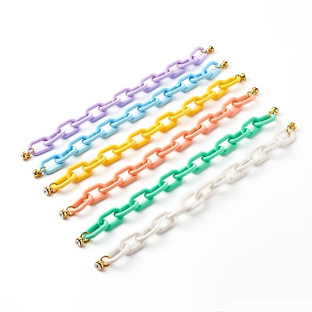 Acrylic Cable Chains Phone Case Chain, Anti-Slip Phone Finger Strap, Phone Grip Holder for DIY Phone Case Decoration, Golden, Mixed Color, 26.5cm