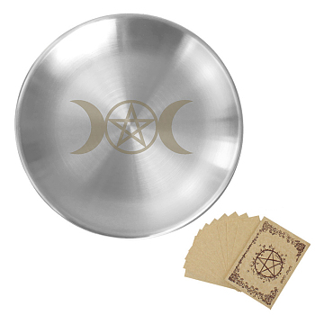Stainless Steel Incense Holder, Candle Holder, Dowsing Divination Supplies, Moon, 140mm