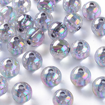 Transparent Acrylic Beads, AB Color Plated, Round, Lavender, 12x11mm, Hole: 2.5mm, about 566pcs/500g