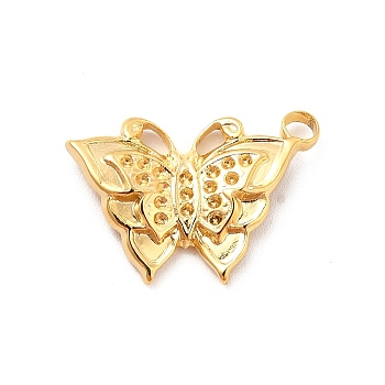Ion Plating(IP) 304 Stainless Steel Pendant Rhinestone Settings, Butterfly, Real 18K Gold Plated, Fit For 0.8mm Rhinestone, 13.5x20x3mm, Hole: 2mm