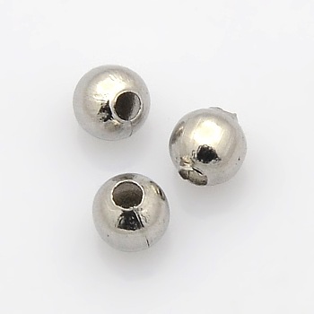 Round 316 Surgical Stainless Steel Spacer Beads, Stainless Steel Color, 4mm, Hole: 1.5mm