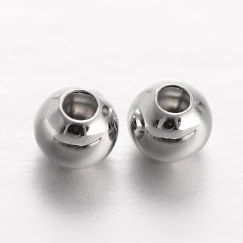 Round Brass Spacer Beads, Platinum, 3mm, Hole: 1mm