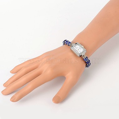 Strass alliage rectangle bracelets de montres électroniques(BJEW-JB01737-06)-5