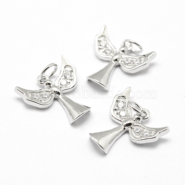 Real Platinum Plated Angel & Fairy Brass+Cubic Zirconia Charms