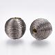 Perles de bois recouvertes de fil de cordon polyester(WOVE-S117-16mm-03)-1