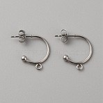 304 Stainless Steel Stud Earring Findings, with Horizontal Loops, Round, Stainless Steel Color, 18x15x3mm, Hole: 1.8mm(X1-STAS-TAC0017-02C)