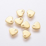 201 Stainless Steel Charms, Stamping Blank Tag, Heart, Real 24k Gold Plated, 5x6x1mm, Hole: 1mm(STAS-L234-045A-G)