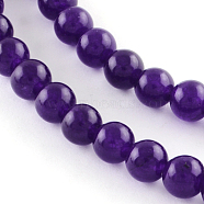 Dyed Natural Jade Round Bead Strands, Indigo, 8mm, Hole: 1mm, about 48pcs/strand, 14.9 inch(G-Q937-22)