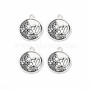 Tibetan Style Alloy Pendants, Cadmium Free & Lead Free, Flat Round with Number 50, Antique Silver, 27.5x23.5x2mm, Hole: 2.5mm, about 268pcs/1000g(TIBE-S320-206AS)