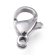 316 Surgical Stainless Steel Lobster Claw Clasps, Manual Polishing, Stainless Steel Color, 10x6.6x3.1mm, Hole: 1.2mm(STAS-M281-01P-B)