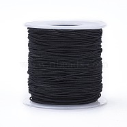 Round Elastic Cord Wrapped by Nylon Thread, Black, 0.6mm, about 65.61 yards(60m)/roll(EC-K001-0.6mm-01)