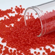 TOHO Round Seed Beads, Japanese Seed Beads, (5F) Transparent Frost Light Siam Ruby, 11/0, 2.2mm, Hole: 0.8mm, about 5555pcs/50g(SEED-XTR11-0005F)