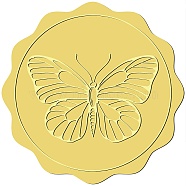 34 Sheets Self Adhesive Gold Foil Embossed Stickers, Round Dot Medal Decoration Sticker for Envelope Card Seal, Butterfly, 165x211mm, 12pcs/sheet(DIY-WH0509-014)