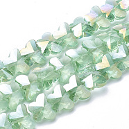 Electroplate Glass Beads, AB Color Plated, Faceted, Butterfly, Pale Green, 12x14.5x7.5mm, Hole: 1mm(EGLA-Q091-14mm-B12)