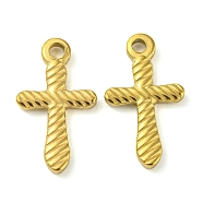 Ion Plating(IP) 304 Stainless Steel Pendants, Cross Charm, Real 18K Gold Plated, 20x11.5x2mm, Hole: 2mm(STAS-P341-16D-G)